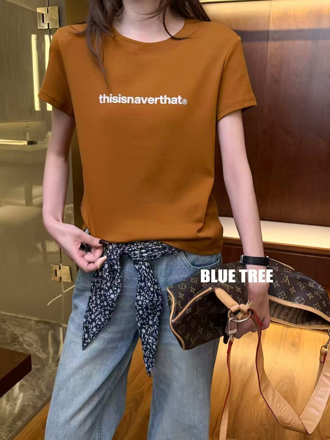 BLUETREE正品2026新款多巴胺短袖t恤女装美式正肩显瘦打底衫上衣