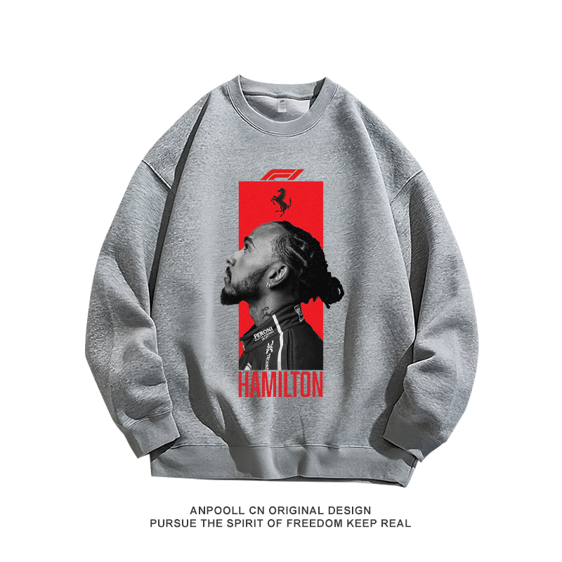 刘易斯汉密尔顿纪念法拉利F1车队比赛车服纯棉圆领卫衣服男装宽松