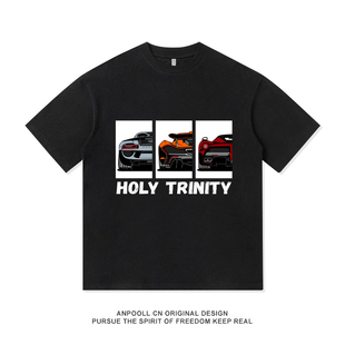 法拉利拉法迈凯伦P1保时捷918三幻神超跑改装文化短袖T恤男装衣服