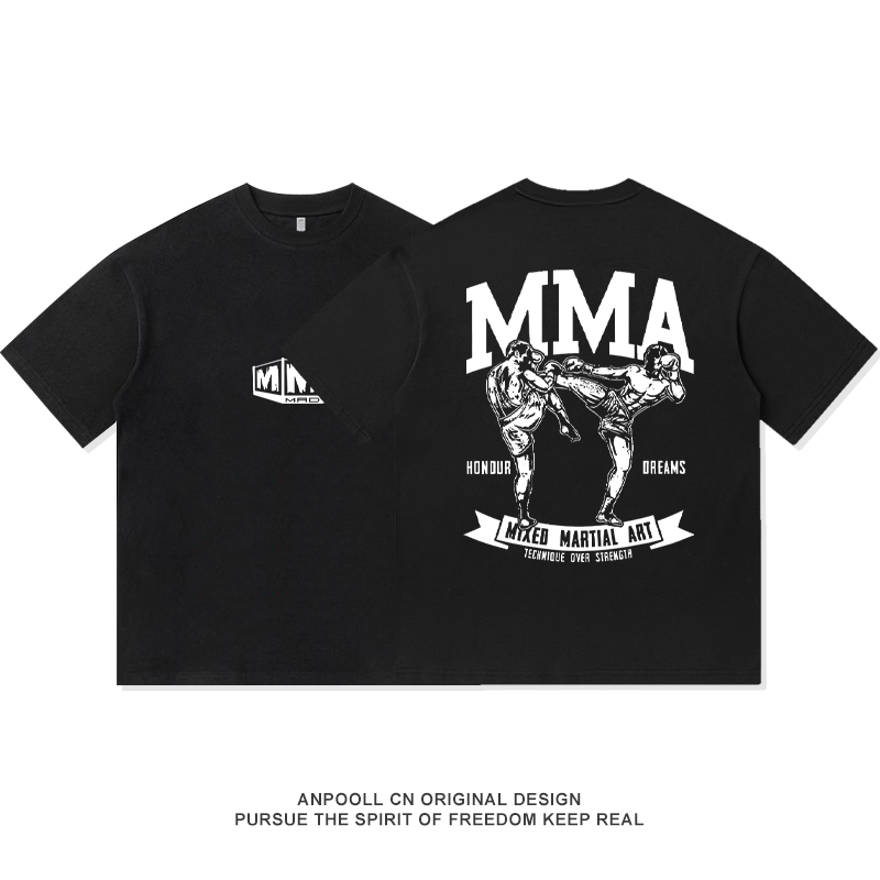 MMA搏击俱乐部综合格斗印花短袖T恤衫纯棉上衣服男装宽松休闲穿搭