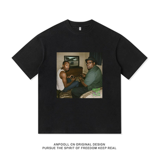 GTASA圣安地列斯CJ格罗夫帮派美式重磅纯棉短袖T恤衫男装宽松衣服