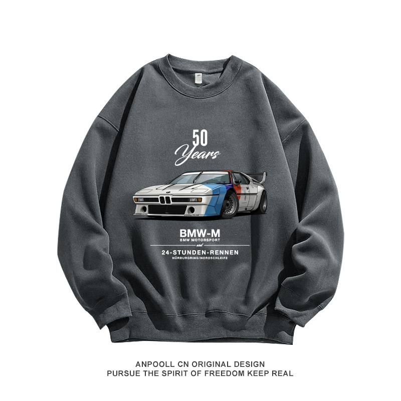 宝马Mpower经典跑车德系印花纯棉圆领卫衣服男装宽松休闲秋季穿搭