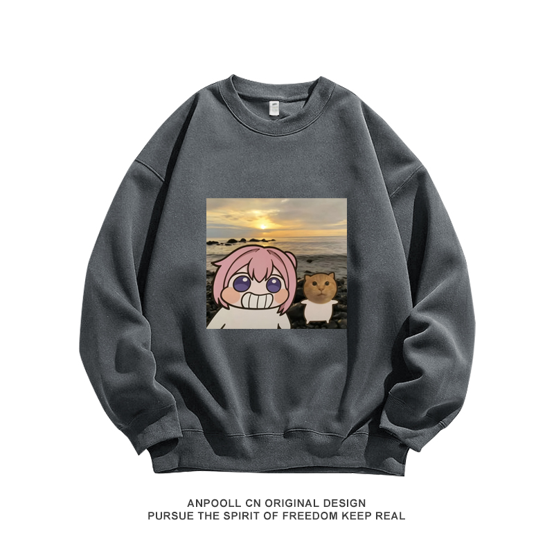 dora圆头耄耋蜘蛛猫联动哈基米南北绿豆纯棉圆领卫衣服男装宽松秋