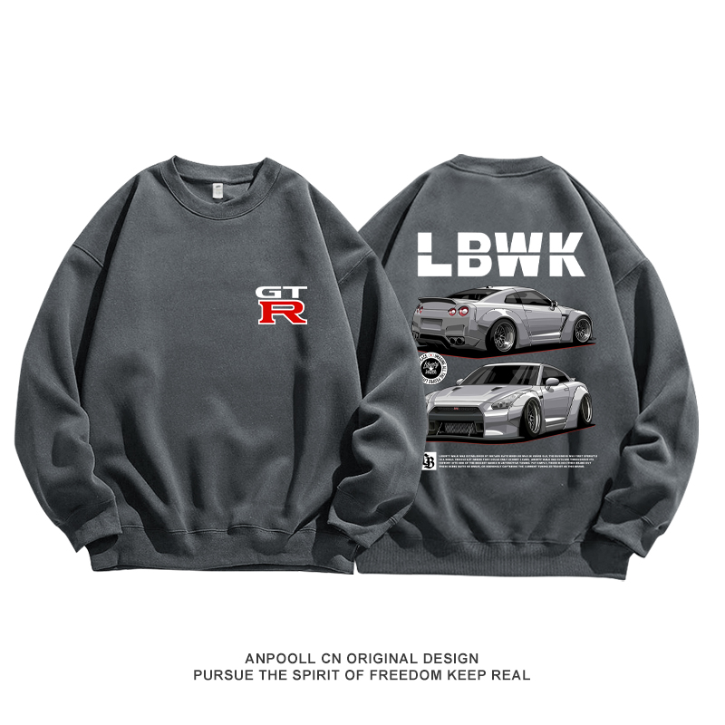 JDM尼桑GTR汽车lb改装文化纯棉圆领卫衣服长袖T恤衫男装宽松休闲