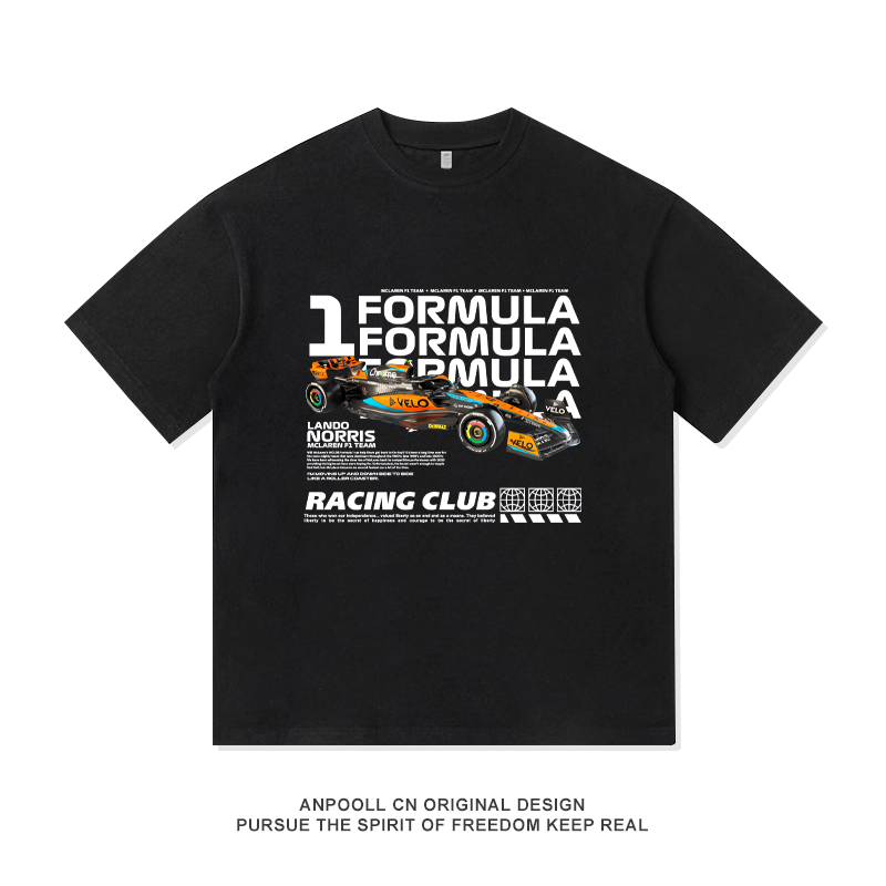 F1迈凯伦车队兰多诺里斯奥斯卡宽松短袖T恤衫上衣服纯棉夏季男装