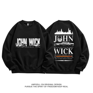 长袖 JOHN WICK疾速追杀约翰威克基努里维斯纯棉圆领卫衣服秋男装