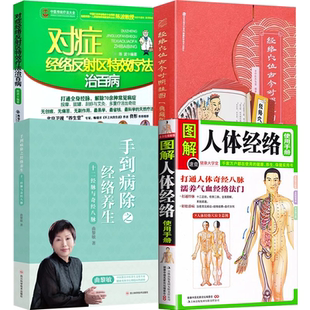【4册】图解人体经络使用手册+对症经络反射区特效疗法治百病+手到病除之经络养生+经络穴位古今对照挂图精装典藏版 书籍