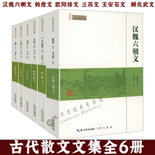 古代散文文集6册汉魏六朝文+韩愈文+三苏文+王安石文+顾炎武文散文文集全集诗词选词集诗词集诗文鉴赏唐宋八大家散文鉴赏辞典书籍