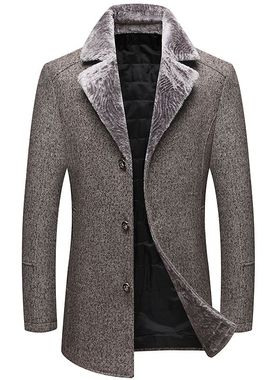 2020秋冬中长款羊毛呢子大衣男外套中年翻领商务休闲毛呢K2050