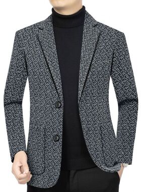 绅骑正品2024新款休闲西装男士冬季中老年单西外套加厚西服B66065