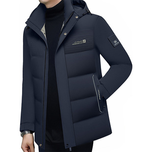 绅骑正品爸爸装羽绒服男中长款防风连帽冬季加厚抗寒外套B77046