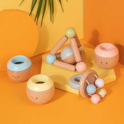 跨境婴幼儿感观摇铃五件套不倒翁婴儿玩具榉木益智玩具厂家直供