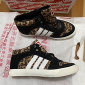 春秋 豹纹滑板鞋 女 翻毛皮 大童 特价