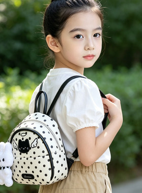 亮色猫咪女童双肩书包幼儿园