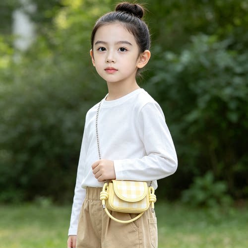 女童可爱格子轻便幼儿园斜挎包