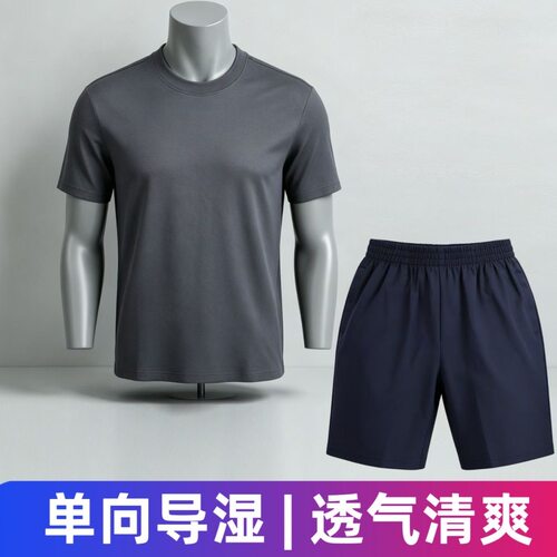 3503岛礁灰色体能服户外圆领衫速干运动T恤短袖免熨透气单向导湿