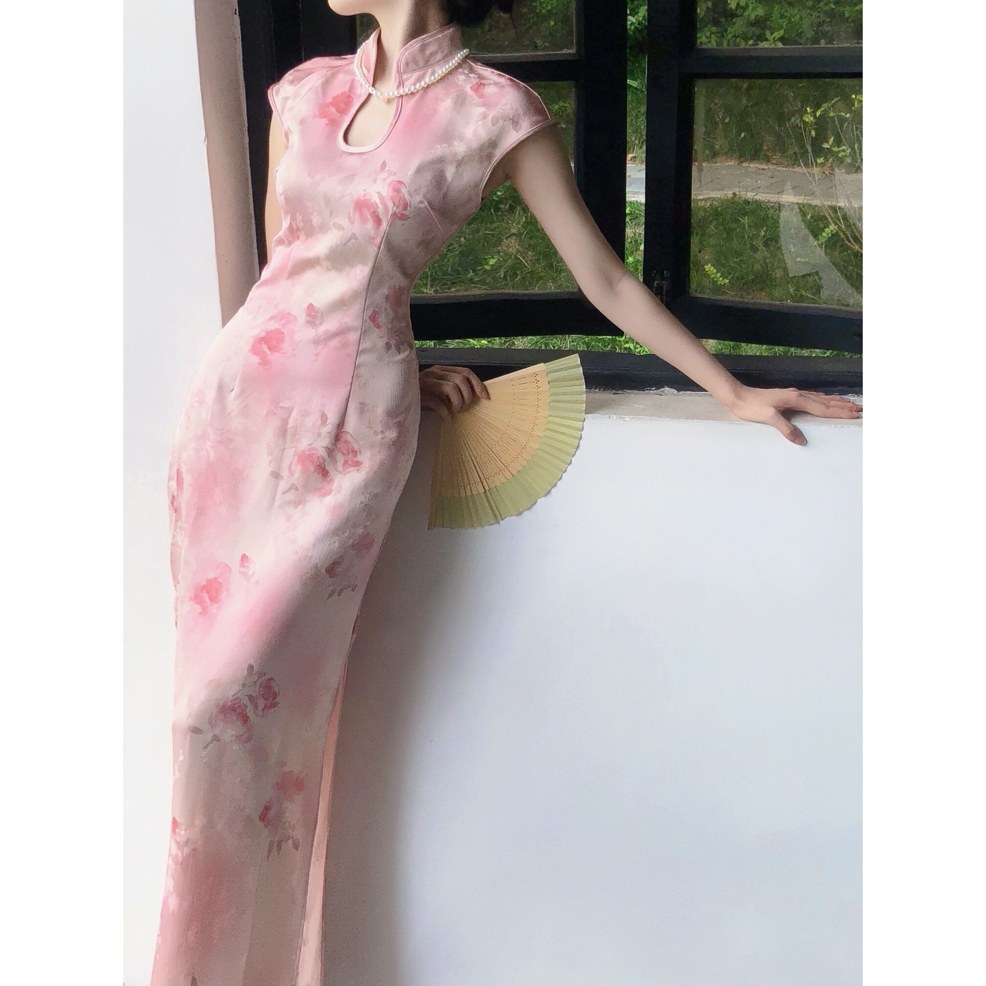 橘里"私有浪漫"玉粉色玫瑰晕染改良新中式旗袍裙女年轻款素雅日常