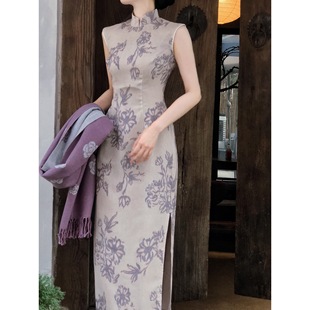 古典清冷感古画改良旗袍女印花文艺国风连衣裙 新中式 橘里 兰亭序
