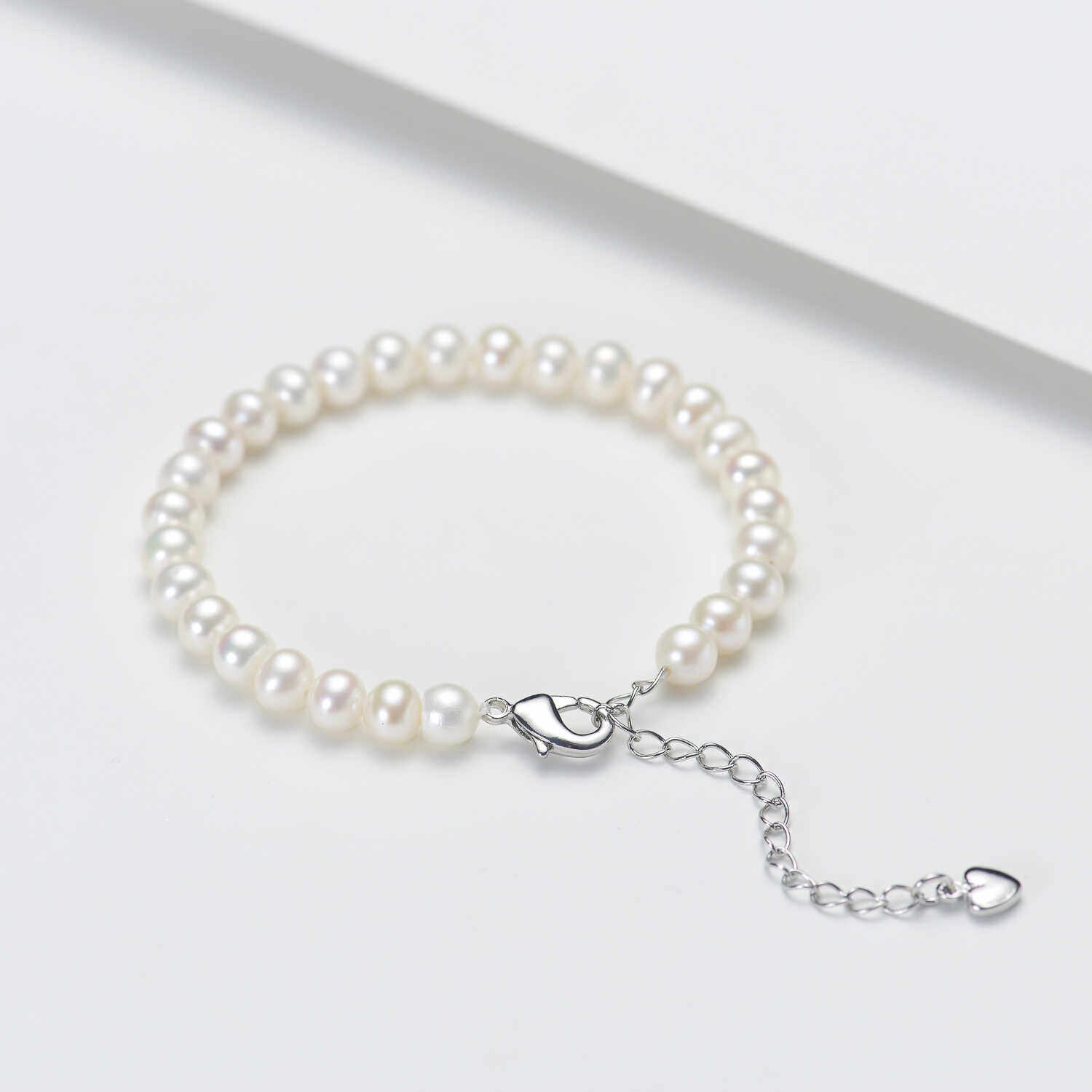 极光 淡水 无核 小精灵 白色 珍珠 手链 5-6mm