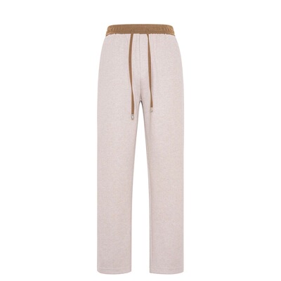 醋酸羊毛混纺休闲裤男款秋冬撞色直筒裤子男生百搭垂感阔腿长裤男