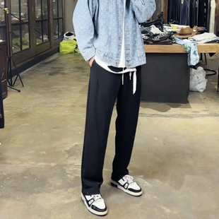 休闲百搭裤 男高街拖地阔腿裤 子XK02 垂坠感直筒宽松运动卫裤 春秋季