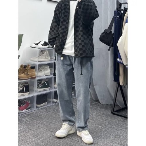 春夏季新款日系做旧锥形牛仔裤