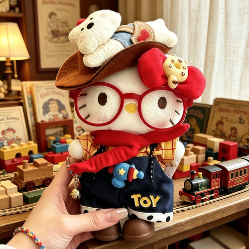 正版HelloKitty牛仔胡迪毛绒玩偶三丽鸥钥匙扣kt猫礼品包包挂件