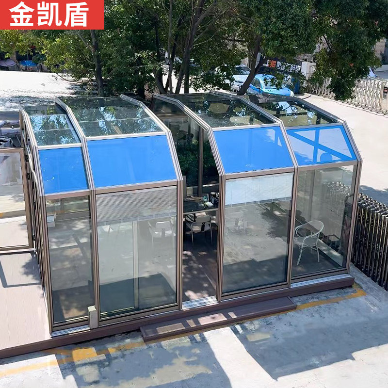 上海铝合金移动阳光房平移电动天窗天井露台玻璃房别墅阳光房