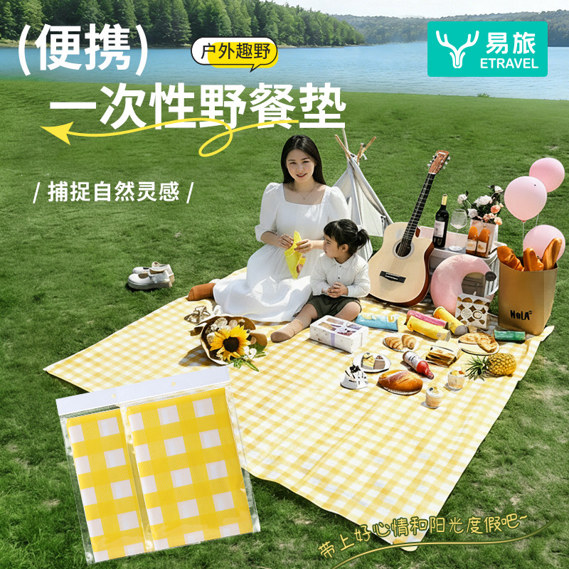一次性野餐垫防潮垫户外便携加厚露营垫草坪垫子防水防油免洗桌布