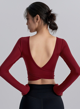 IUIU YOGO秋季新款带胸垫美背瑜伽服上衣显瘦普拉提跑步运动长袖