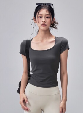 IUIU YOGO瑜伽服短袖夏季弹力运动上衣修身显瘦普拉提训练健身衣