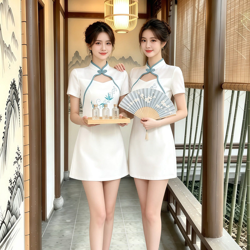 夏季新款足疗采耳师套装气质养生馆spa工作服足浴技师工衣女