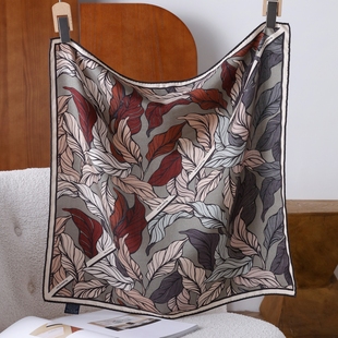 一叶知秋双面丝毛围巾彩色树叶桑蚕丝羊毛方巾春秋冬百搭保暖丝巾