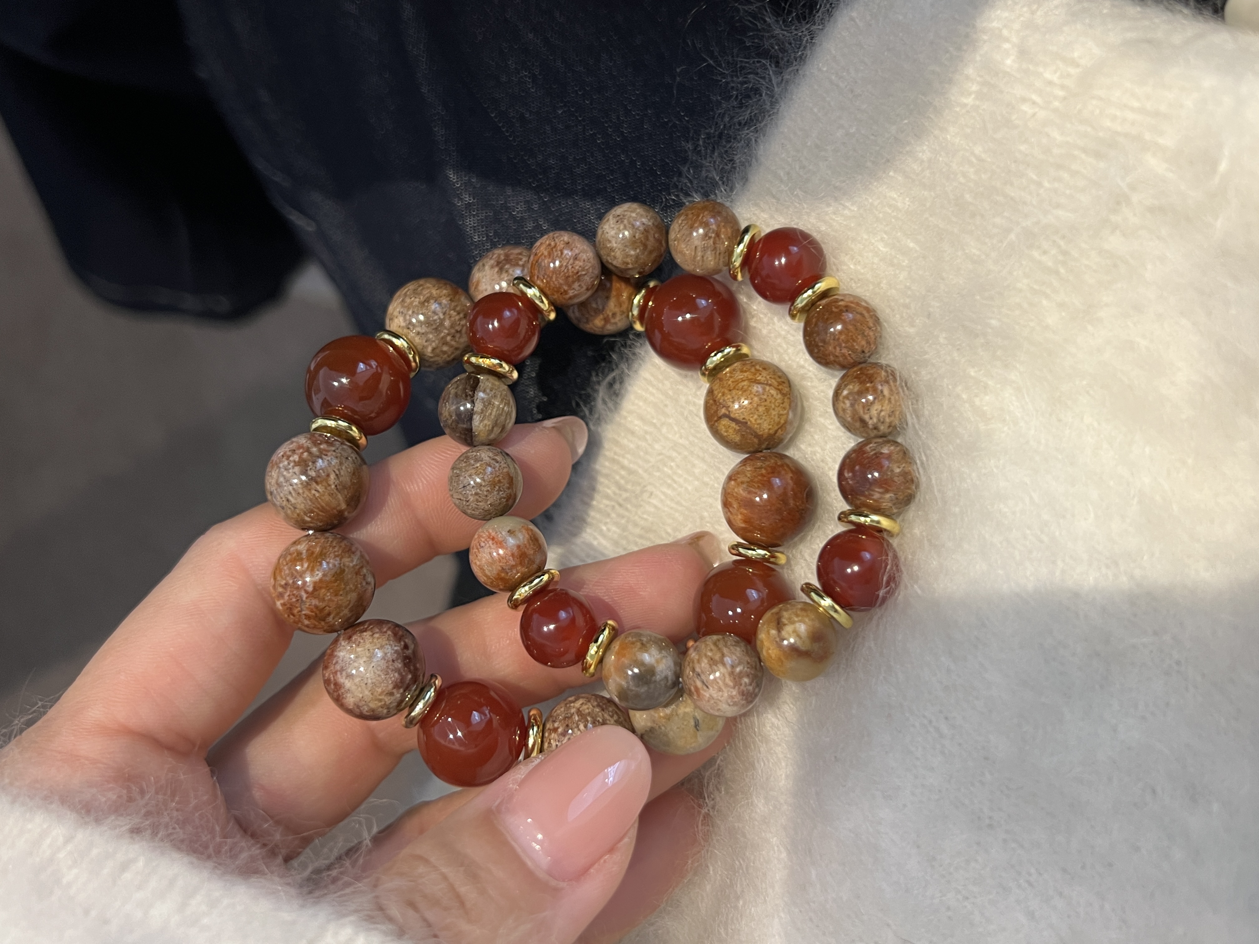 2026马年新品原创设计 温暖壁炉 天然极光23红玛瑙转运珠子手串