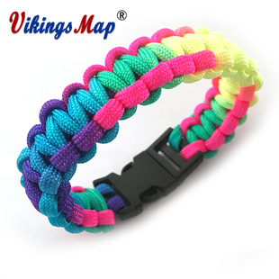 原创设计七彩色 伞绳救生手链 高强度尼龙550伞绳 情侣 救生手环