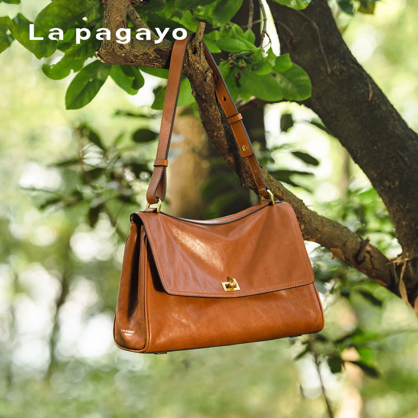 Lapagayo设计感牛皮单肩斜挎包