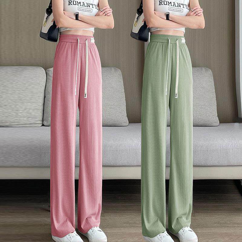 冰丝阔腿裤女夏季薄款2026小个子潮休闲垂感百搭运动窄版直筒裤子