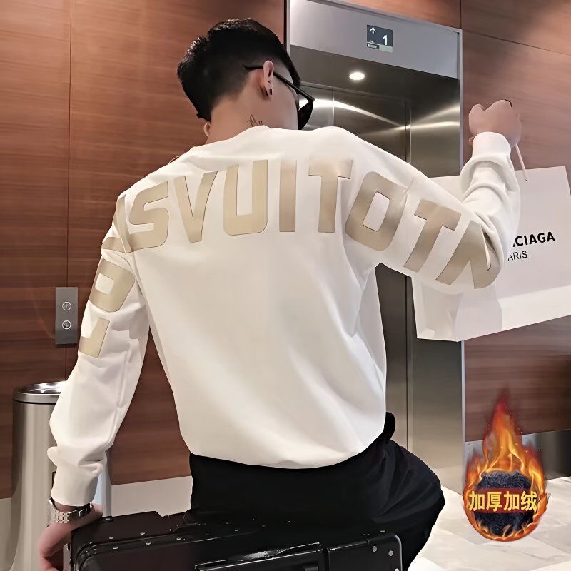 卫衣男加绒加厚ins网红长袖2025新款春秋季痞帅百搭圆领男装外套