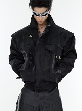 日系复古立体解构设计立领外套男clenafit宽松猎装工装夹克上衣潮