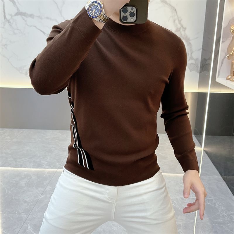 2025春秋新款简约针织衫时尚青年气质潮流百搭休闲长袖打底毛衣男