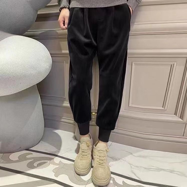 冬季新款金丝绒运动裤休闲裤男潮流时尚宽松加厚加绒保暖束脚裤潮