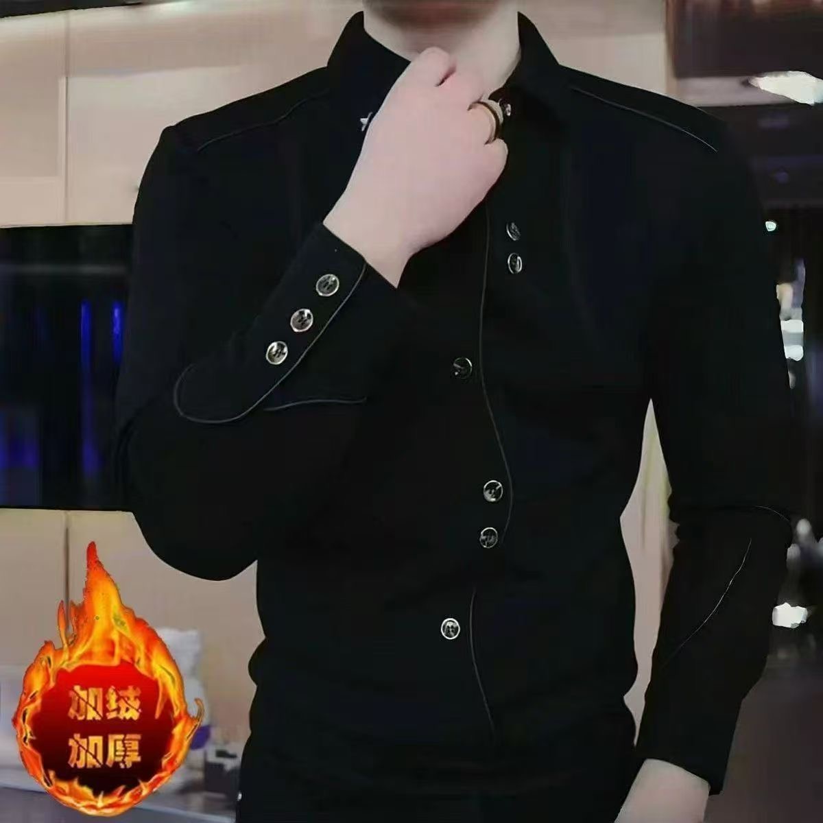 2025新款轻奢高端男士长袖衬衫时尚百搭休闲帅气韩版修身型衬衣