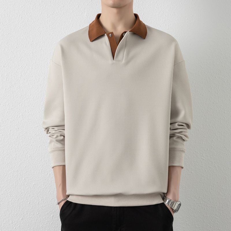 秋冬季新款轻奢帅气高级感百搭撞色商务休闲潮流男士长袖POLO衫潮,男装,Polo衫,淘宝优惠券,粉丝福利购,淘宝优惠卷
