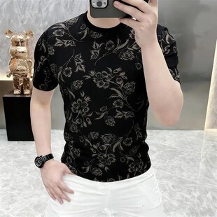 2026简欧男式短袖T恤夏季圆领上衣服韩版休闲百搭半袖潮流体恤
