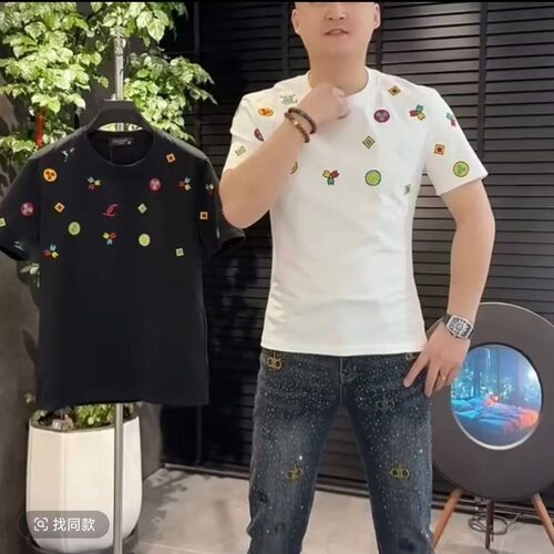 创意美式贴纸半袖潮流2026潮流百搭印花男士高街T恤夏季宽松短袖