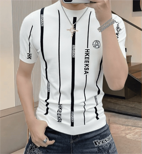 欧洲站夏季新款男士短袖t恤高端韩版时尚修身欧货男装上衣打底衫