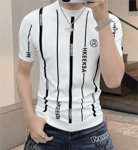欧洲站夏季新款男士短袖t恤高端韩版时尚修身欧货男装上衣打底衫