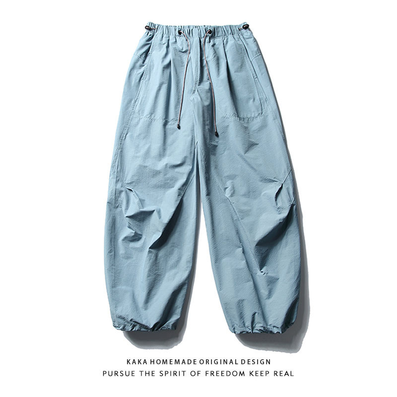 日系潮牌户外轻薄防水抽绳伞兵裤男春夏宽松阔腿工装裤情侣休闲裤,男装,休闲裤,淘宝优惠券,粉丝福利购,淘宝优惠卷