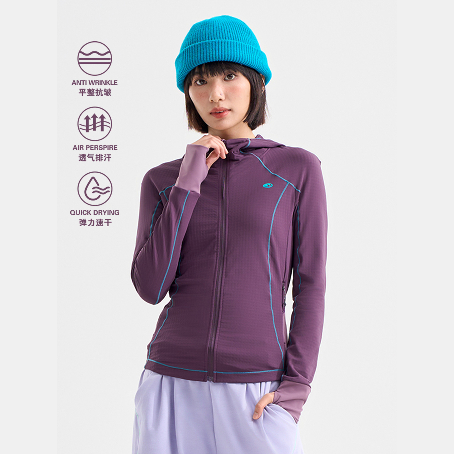 日系户外拼色哈苏线运动外套女紧身显瘦小个子甜酷辣妹风短款上衣