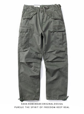 25AW日系复古平替RRLVintage宽松直筒多袋伞兵束脚工装裤重磅堆积